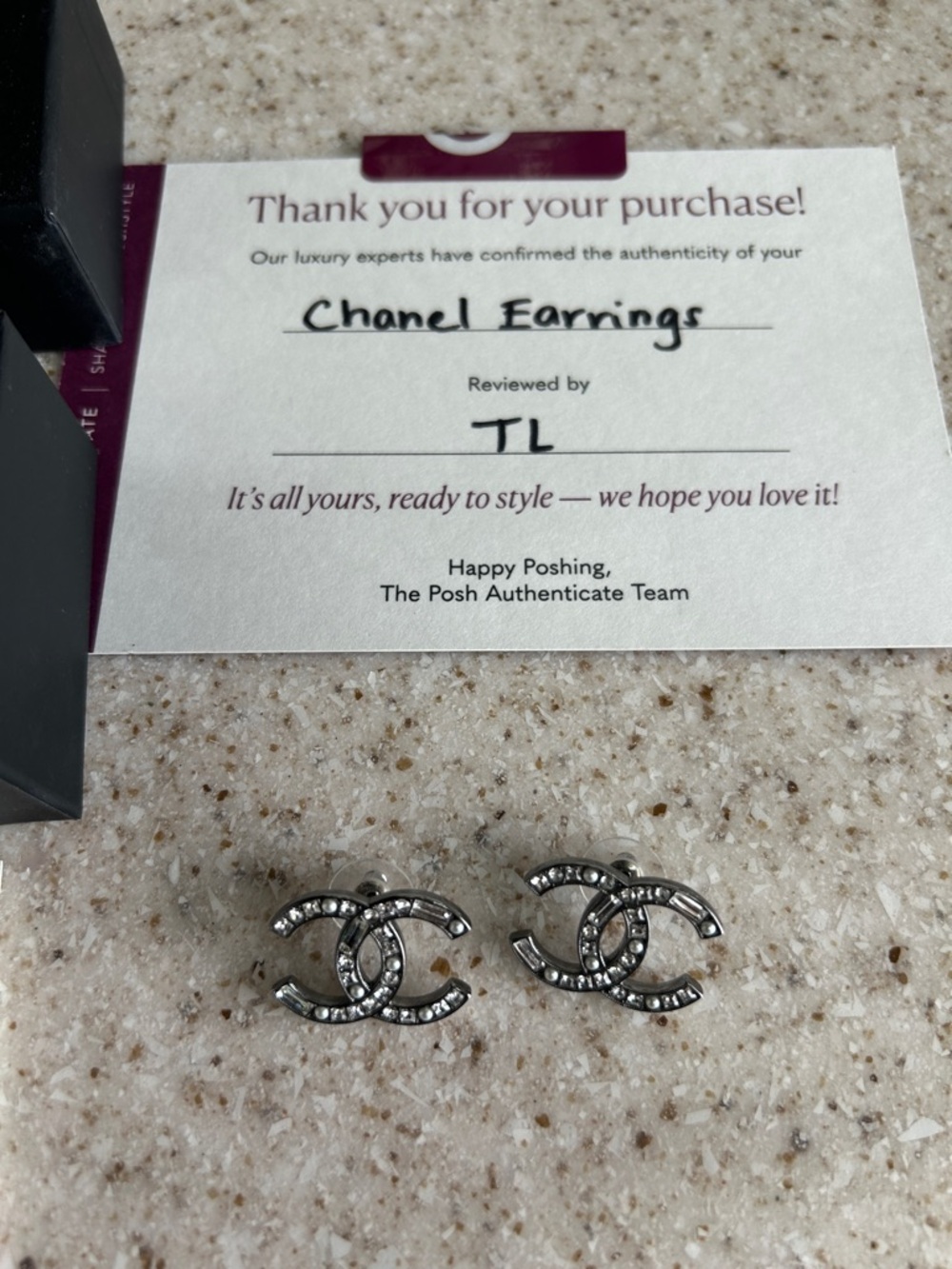 CHANEL Silver CC Crystal Logo Earrings - Picture 4 of 15